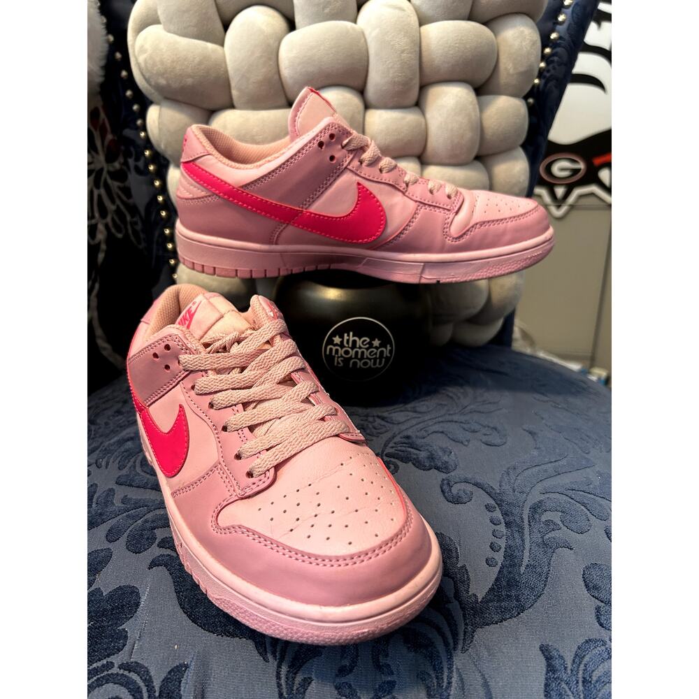 Nike Pink Low-Top Athletic Sneakers with Hot Pink Swoosh